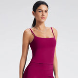 NCLAGEN GYM Tank Top With Built In Bra women's Yoga clothing  running Square Neck fitness vest beautiful back sports Workout