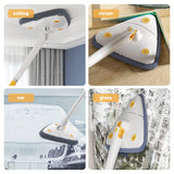 NEW Extended Triangle Mop 360 Twist Squeeze Wringing XType Window Glass Toilet Bathrrom Floor Wall Window Cleaning Mop