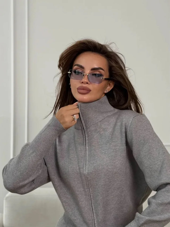 Wolfeel, nuovi pantaloni in maglia con cerniera autunno inverno, pantaloni cardigan slim fit alla moda da donna, outfit da pendolarismo chic