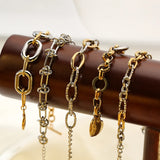 Bracciale rigido a catena color oro e argento GANPUP in acciaio inossidabile 316L per donna e uomo, alla moda, con trama, impermeabile