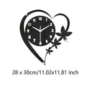 Heart Flower shaped frameless design Acrylic silent Art clock  living room bedroom Office Decoration Mother's Day Easter gift