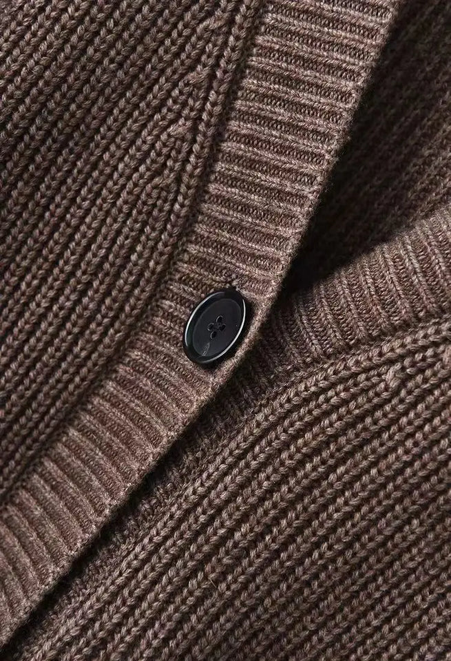 Cardigan giapponese da donna in maglia, di media e lunga lunghezza, in autunno e inverno, retrò, ampio e spesso, per capispalla