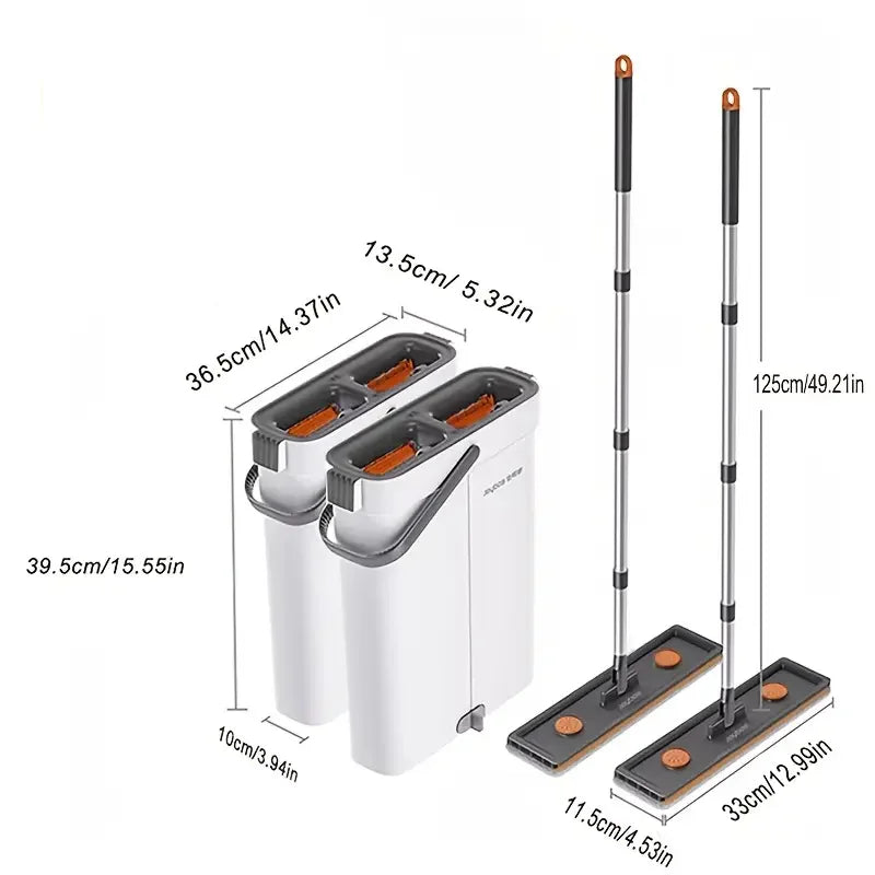 JOYBOS Spin Hand Free Flat Barrel 33cm Mop With Bucket 360 Complete Cleaning System With Dual Chamber Washable Floor House Mops