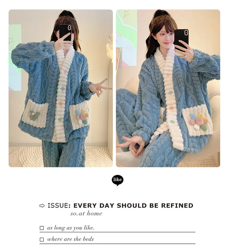 Cardigan lungo invernale da donna con motivo floreale ritagliato, comodo pigiama da casa, taglie forti, scollo a V, manica lunga