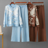 SINGREINY Set da 2 pezzi da donna in maglia jacquard invernale con monopetto e pantaloni lunghi a gamba larga, casual e sportivi