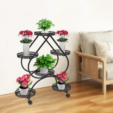 Supporto per piante in vaso 73x28x80cm, 6 vassoi, portavasi in ferro, portavasi nero, adatto a case, uffici, negozi,