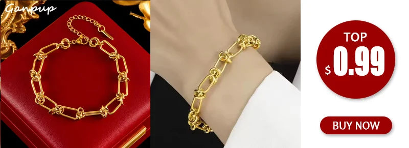 Bracciale rigido a catena color oro e argento GANPUP in acciaio inossidabile 316L per donna e uomo, alla moda, con trama, impermeabile