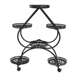 Supporto per piante in vaso 73x28x80cm, 6 vassoi, portavasi in ferro, portavasi nero, adatto a case, uffici, negozi,