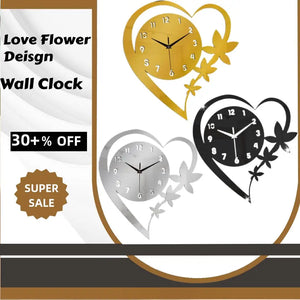 Heart Flower shaped frameless design Acrylic silent Art clock  living room bedroom Office Decoration Mother's Day Easter gift