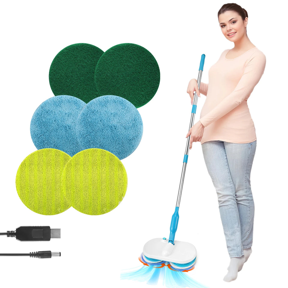 Electric Floating Mop Floor Wiper,Wireless USB Rotating Cleaning Mop Scrubbing Polishing Lightweight Mop Various Microfiber Pads