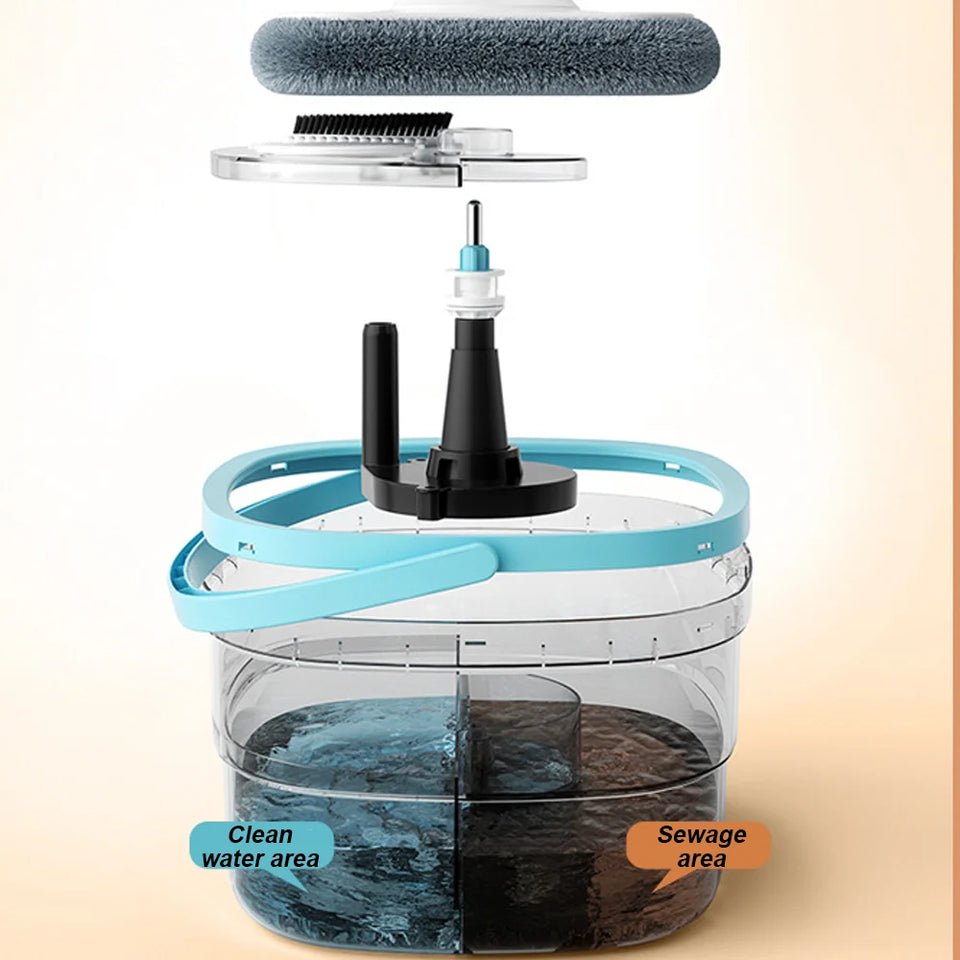 Spin Mop Bucket 3 Microfiber Refills Household Cleaning Automatic Spin Mop Hand-Free Automatic Dehydration Mop for Home Cleaning