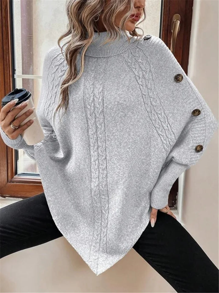 New Autumn Winter Women's Twisted Sweater Turtleneck Button Bat-sleeve Design Sense Streetwear Pullover Women Personality Top
