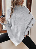 New Autumn Winter Women's Twisted Sweater Turtleneck Button Bat-sleeve Design Sense Streetwear Pullover Women Personality Top
