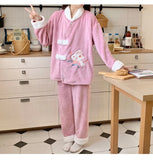 Completo post-parto in flanella spessa, autunno inverno, nuovo stile, camicia da notte premaman, vestiti caldi per l'allattamento, maniche lunghe, pantaloni lunghi