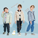 Fall and Winter Children's Light Paragraph down Jacket Children's Jacket New Boys and Girls Big Boy Hooded White Duck down Jacke