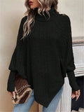 New Autumn Winter Women's Twisted Sweater Turtleneck Button Bat-sleeve Design Sense Streetwear Pullover Women Personality Top