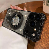 Supporto ad anello glitterato per custodia Magsafe per iPhone 14 15 16 17 Pro Max Plus 13 12 11 Air, pellicola protettiva per fotocamera sfumata