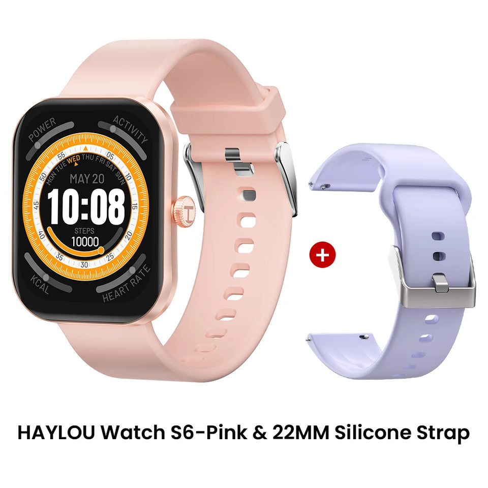 HAYLOU Watch S6 Smartwatch con display HD da 2,01", Bluetooth, chiamate vocali, IP68, impermeabile, monitoraggio del fitness