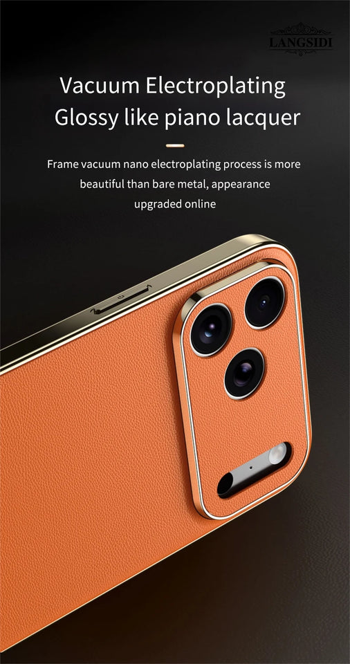 Custodia in pelle di lusso per iPhone 17 16 15 14 Pro Max Air 17Pro 16Pro con protezione completa dell'obiettivo e cover posteriore