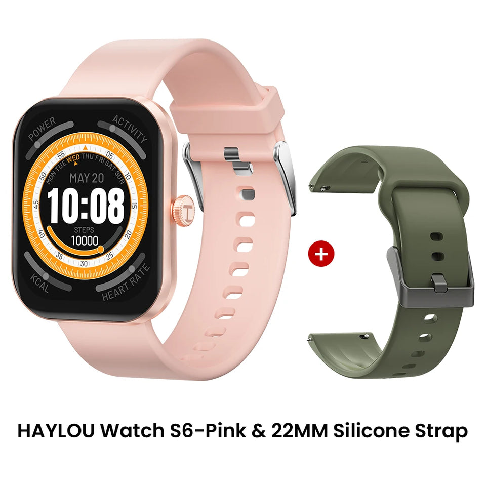 HAYLOU Watch S6 Smartwatch con display HD da 2,01", Bluetooth, chiamate vocali, IP68, impermeabile, monitoraggio del fitness