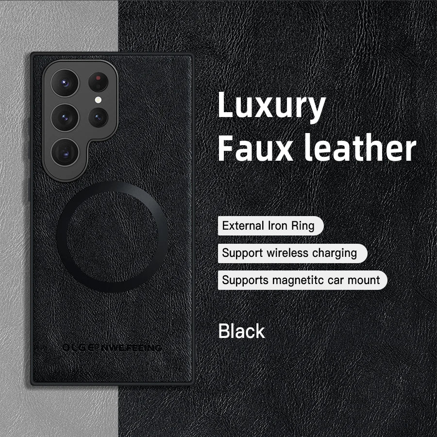 Custodia di lusso per Samsung Galaxy S24 S23 S22 Ultra Custodia in pelle e silicone per Samsung Galaxy S20 Plus S21 FE Custodia per telefono S25