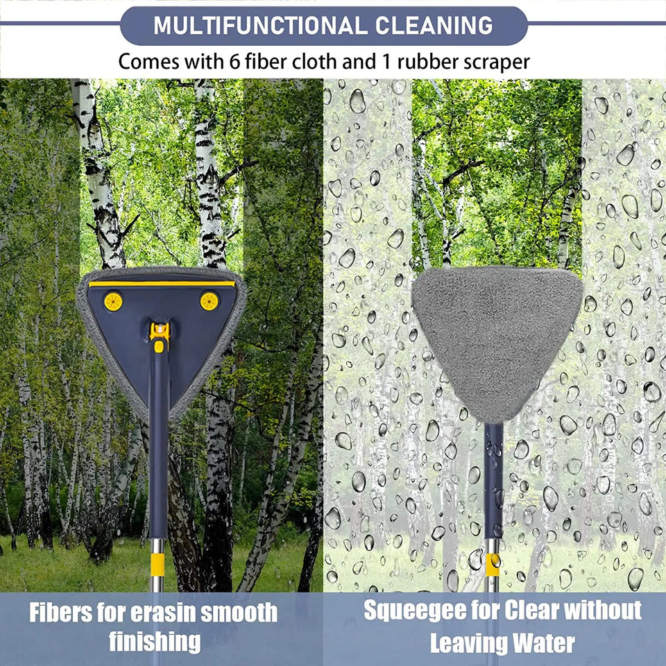 Triangle Mop 360 Rotatable Extendable Adjustable 110 Cm 2 in 1 With Squeegee Cleaning Mop For Tub Tile Floor Wall Deep Cleaning