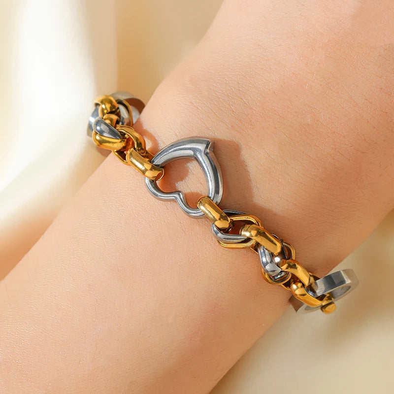 Bracciale rigido a catena color oro e argento GANPUP in acciaio inossidabile 316L per donna e uomo, alla moda, con trama, impermeabile