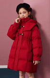 Girls' 2025 New Winter Coat Down-Filled Hooded Mid-Length Cotton Jacket Stylish Casual Kids' Thermal Wear Outerwear Trendy