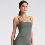 NCLAGEN GYM Tank Top With Built In Bra women's Yoga clothing  running Square Neck fitness vest beautiful back sports Workout