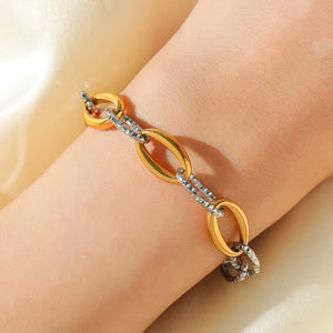 Bracciale rigido a catena color oro e argento GANPUP in acciaio inossidabile 316L per donna e uomo, alla moda, con trama, impermeabile