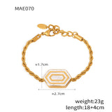 Set di bracciale e collana per donna, catena intrecciata con ciondolo esagonale in zirconia cubica, gioielli in acciaio inossidabile di alta qualità all'ingrosso