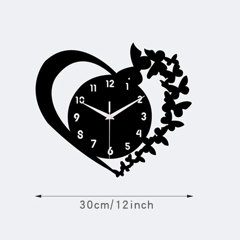 Silent Wall Clock Heart Shaped, Modern Frameless Acrylic Design for Living Room, Bedroom Decor Gift for Mother's Day & Christmas