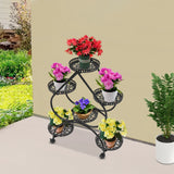 Supporto per piante in vaso 73x28x80cm, 6 vassoi, portavasi in ferro, portavasi nero, adatto a case, uffici, negozi,