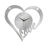 Heart Shaped Wall Clock Modern Bathroom Bedroom Housewarming Silent Movement