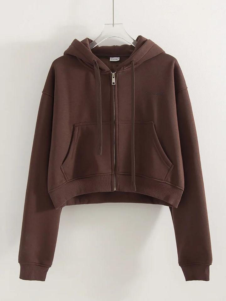 Tute da donna, tuta invernale in pile marrone, calda felpa con cappuccio e cerniera, set di pantaloni da tuta da donna, set di pantaloni in velluto da 2 pezzi