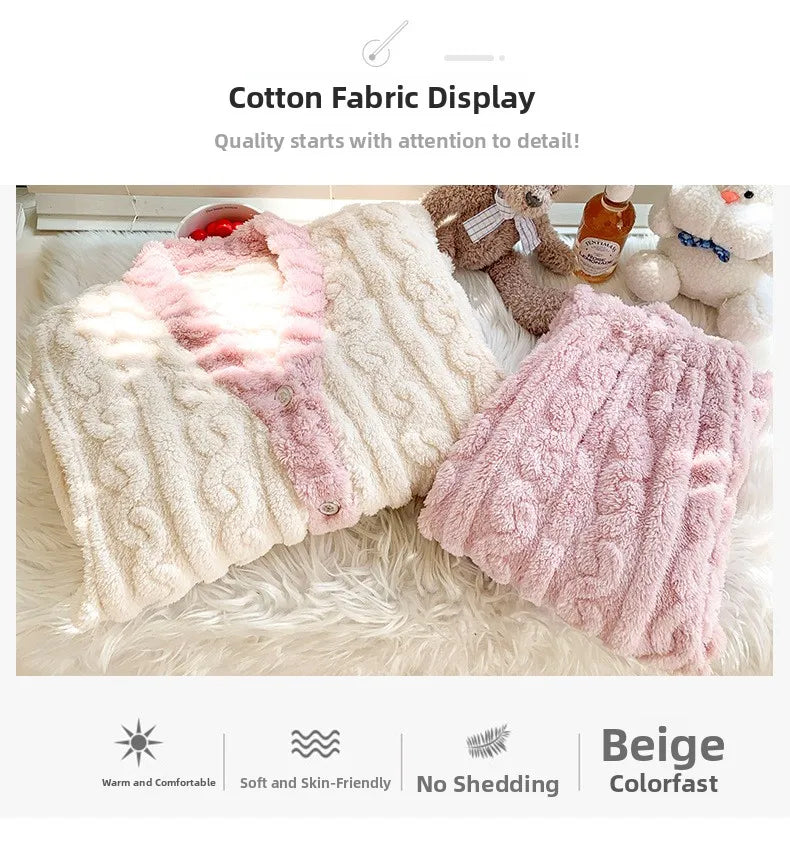 Camicia da notte premaman in flanella spessa, stile autunno inverno, cardigan per l'allattamento, manica lunga, pantaloni lunghi, calda camicia da notte per l'allattamento