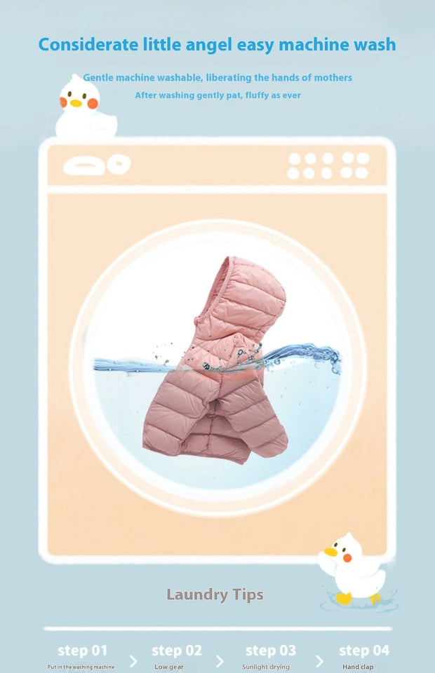 Fall and Winter Children's Light Paragraph down Jacket Children's Jacket New Boys and Girls Big Boy Hooded White Duck down Jacke