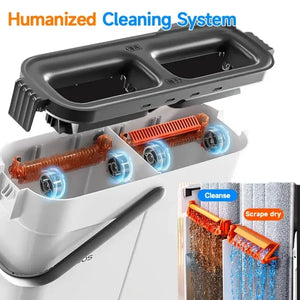JOYBOS Spin Hand Free Flat Barrel 33cm Mop With Bucket 360 Complete Cleaning System With Dual Chamber Washable Floor House Mops