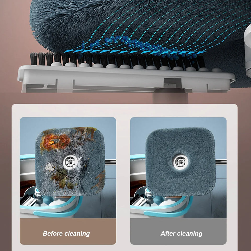 Spin Mop Bucket 3 Microfiber Refills Household Cleaning Automatic Spin Mop Hand-Free Automatic Dehydration Mop for Home Cleaning
