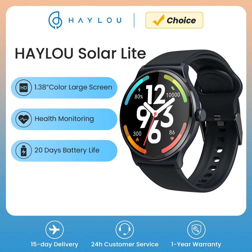 HAYLOU Solar Lite Smart Watch Bluetooth Chiamata Smartwatch Monitoraggio della frequenza cardiaca Ossigeno nel sangue Test di stress del sonno Orologio sportivo