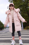 New 2025 Winter Girls' Thermal Insulated Down Jacket - Trendy Stylish Mid-Length Winter Coat for Kids, Warmth & Fashion Combo