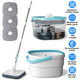 Spin Mop Bucket 3 Microfiber Refills Household Cleaning Automatic Spin Mop Hand-Free Automatic Dehydration Mop for Home Cleaning