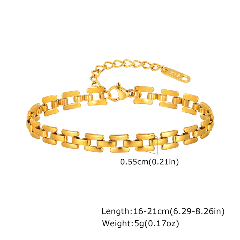 Bracciale a catena in acciaio inossidabile spesso per donna, braccialetti a strati placcati in oro, gioielli da polso impermeabili