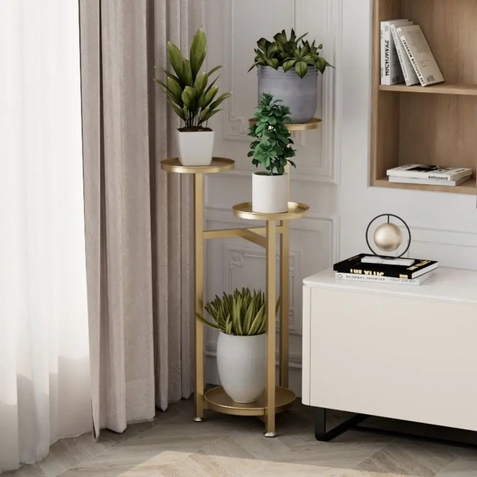 Supporto per piante a più livelli per interni, supporti per fioriere angolari in metallo multistrato con piedini antiscivolo, ripiano alto per fioriere per ufficio domestico