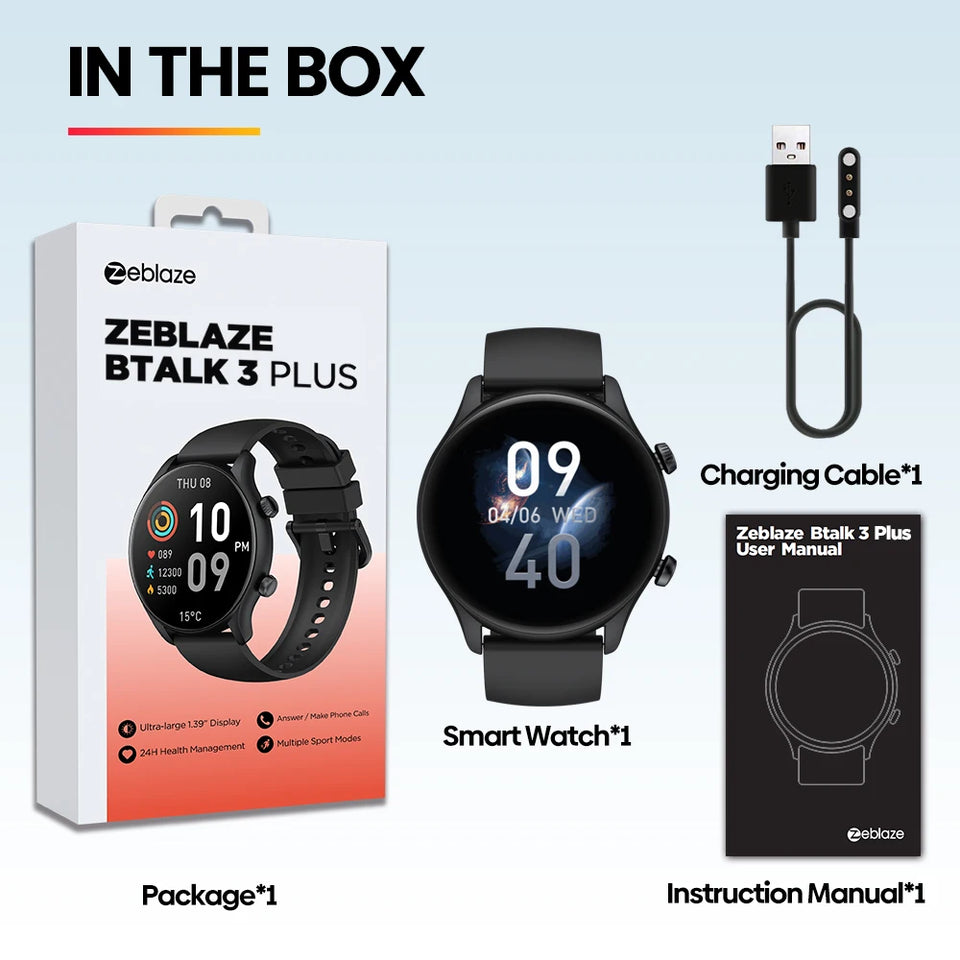 Nuovo Zeblaze Btalk 3 Plus Smartwatch con chiamate vocali, ampio display HD a colori da 1,39'', Smartwatch per il monitoraggio del fitness per uomini e donne