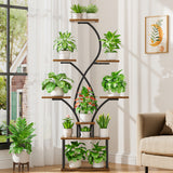 A Single Indoor Plant Stand with a Growth Light, an 8-Tier Tall Corner Storage Rack, a 157.7Cm Multifunctional Metal Display Shelf Suitable for Plants, Books, And Ornaments, a Curved Design Shelving Unit Ideal for Living Room