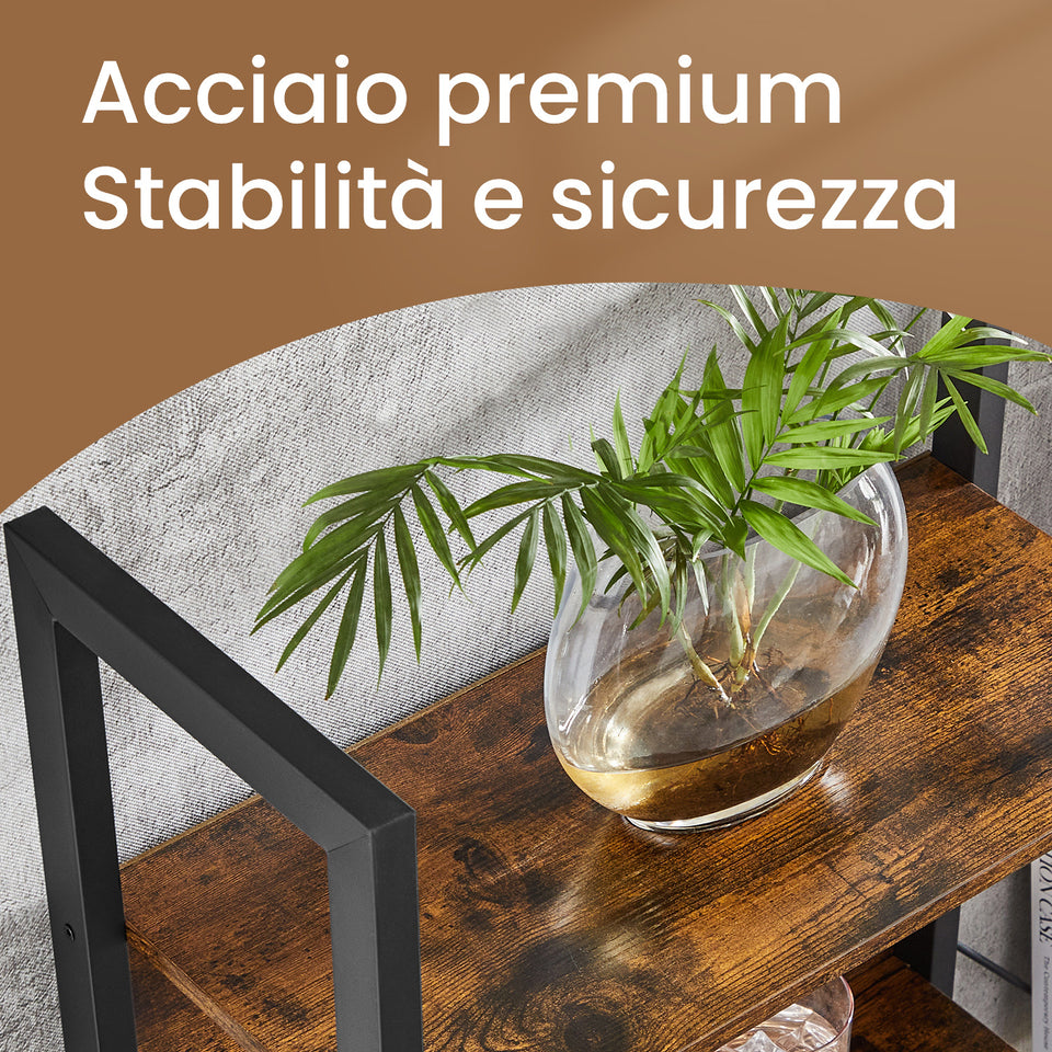 Libreria, scaffale portaoggetti con 14 ripiani, struttura in metallo, soggiorno, ufficio, stile industriale, 24 x 158 x 166 cm