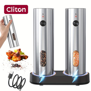 1pc/2pcs - CLITON Rechargeable Salt And Pepper Grinder Set, Salt And Pepper Grinder Electric 2pcs, Rechargeable Salt And Pepper Shakers Set, Electric Salt And Pepper Container, USB Rechargeable with LED Light, Multiple Style