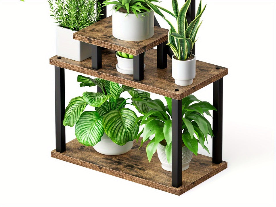 Plant Stand Indoor with Grow Lights, Multi-functional Metal Display Stand, 157cm High & 8 Storey Indoor Shelf for Multiple Plants, Curved Shape Plant Stand, Suitable for Living Room, Courtyard, Balcony, Corner (Without Adapte