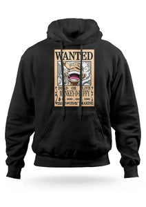 Felpa con Cappuccio Wanted Monkey D Luffy Rubber Gear 5 One Piece Anime
